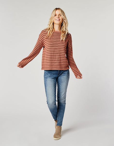 Whitcomb Sweater: Red Rock Brunette Stripe