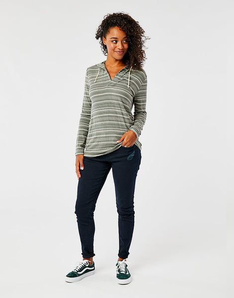 Delia Hoodie: Moss Stripe