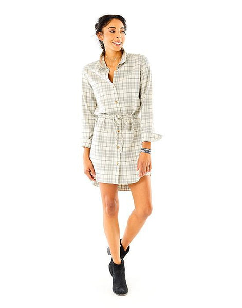 Creston Flannel Dress: Birch Plaid