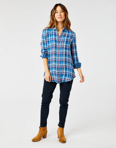 Lydia Button Down: River Plaid/River Check