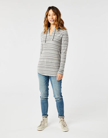 Delia Hoodie: Pewter Stripe