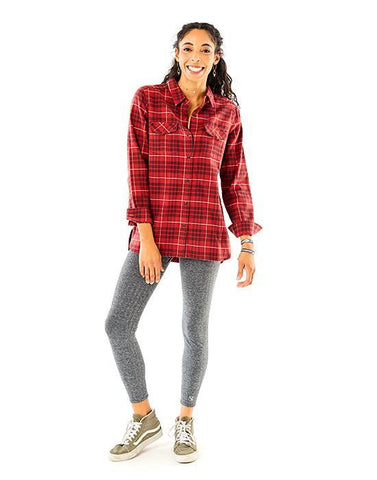 Cully Longsleeve Woven Shirt: Sangria Plaid