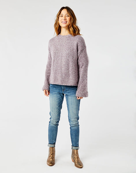 Estes Crop Sweater: Smoke Heather