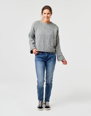 Estes Crop Sweater: Limestone Heather