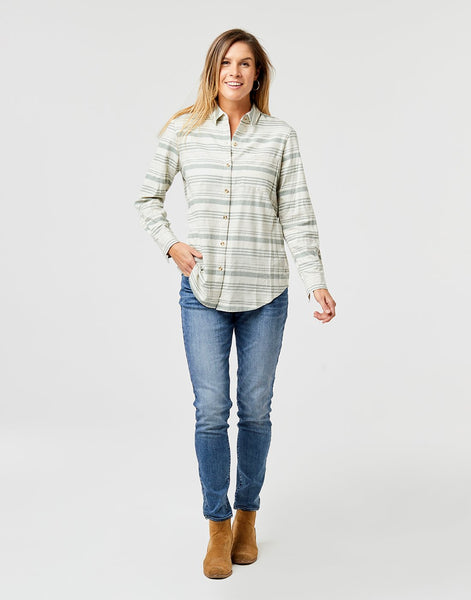 Perry Button Down: Moss Stripe