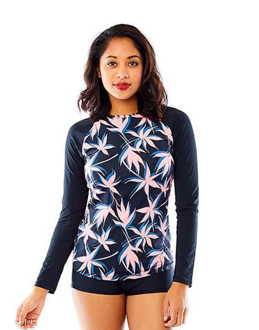 Sunset Rashguard: Flamingo Palms - Final Sale